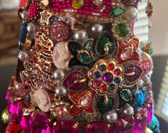 Pink Jeweled Tabletop Christmas Tree, Vintage Holiday Decor