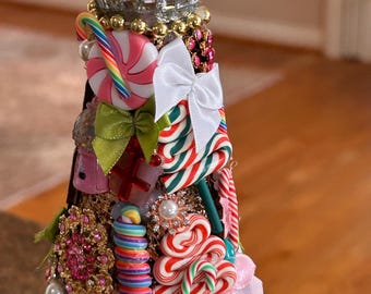 Sparkly Candy Christmas Tree, Peppermint Lollipop Decor