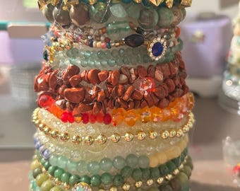 Gemstone Holiday Tree, Boho Decor, 10.5"