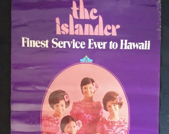 Western 航空 ビンテージ ハワイアン オリジナル ポスター エアライン RARE Original Western Airlines Hawaii Poster - Etsy