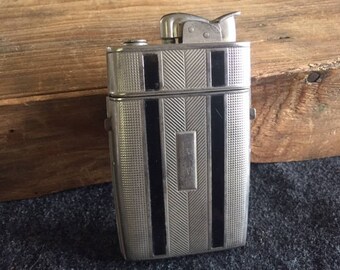 Vintage Evans enameled cigarette lighter and case
