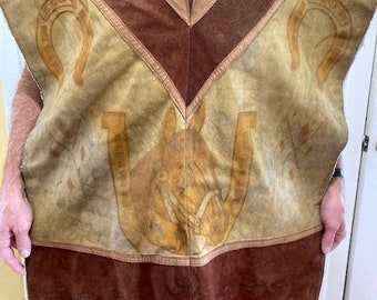 Lined Painted Leather Poncho - Etsy