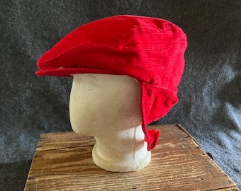 Red corduroy drivers hat