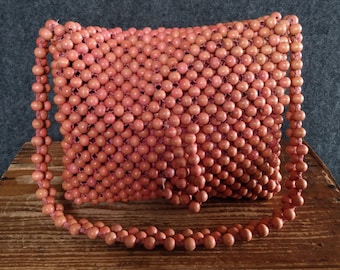 Pink Wooden Bead Purse