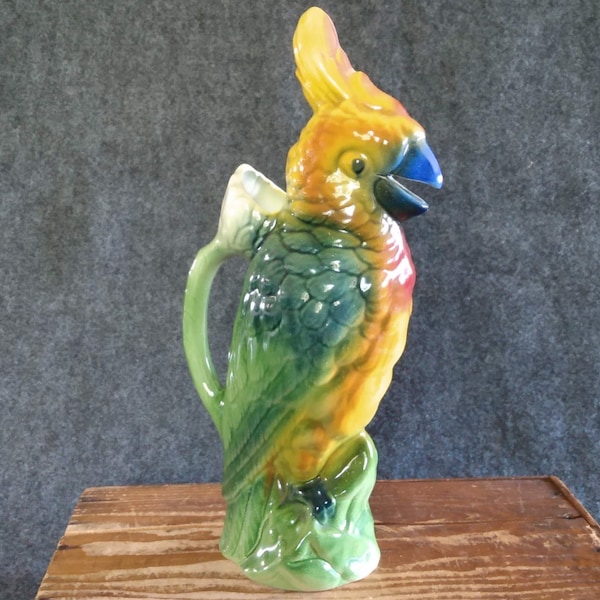 French Majolica Parrot Pitcher