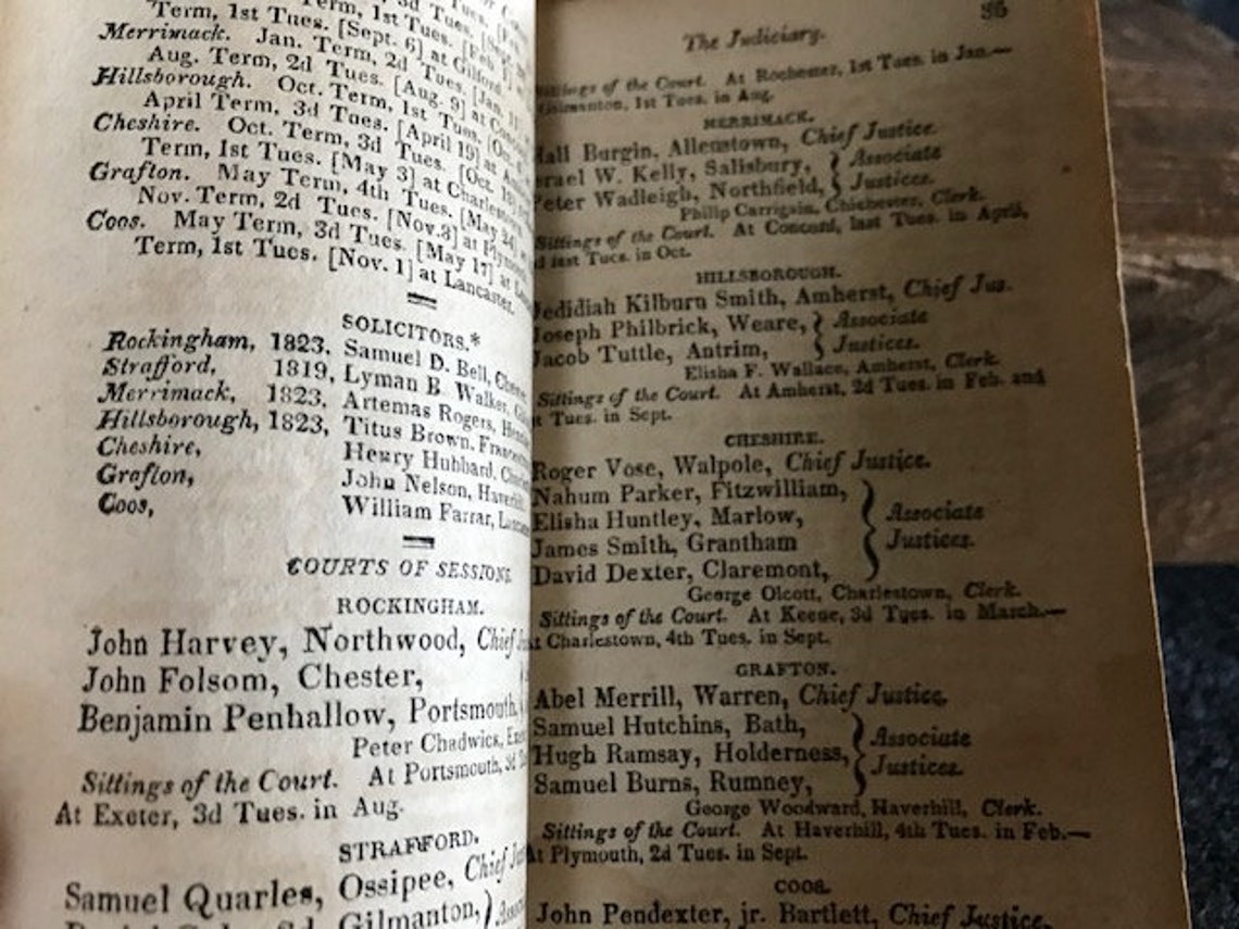 Antique New Hampshire Register 1825 | Etsy