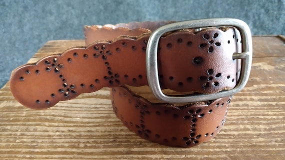 Punched Leather Hippie Belt - image 1