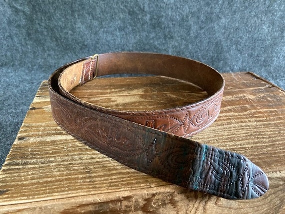 Embossed leather cowboy belt - image 2