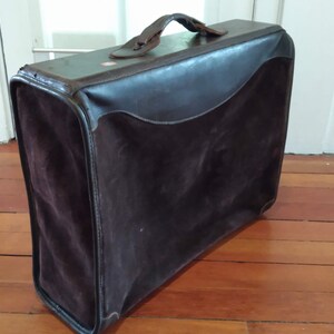 Brown Leather and Suede Suitcase image 2