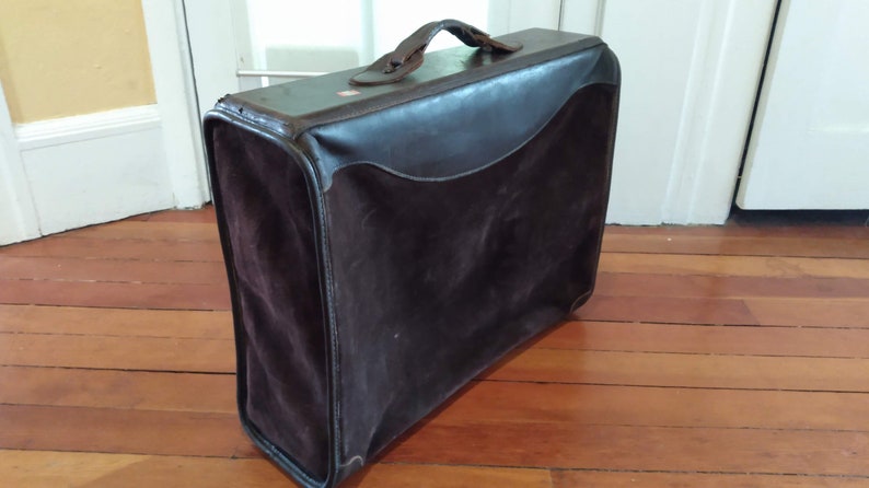 Brown Leather and Suede Suitcase image 2