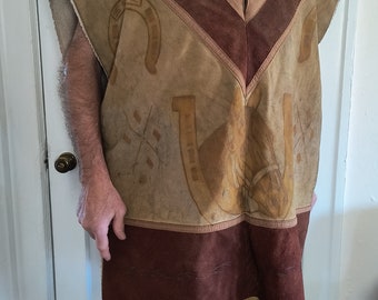 Lined Painted Leather Poncho - Etsy Lined Painted Leather Poncho - Etsy