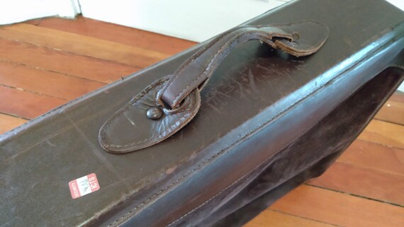 Brown Leather and Suede Suitcase - image 3