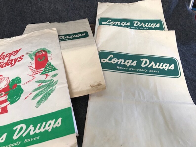 Longs Drugs vintage shopping bags Etsy