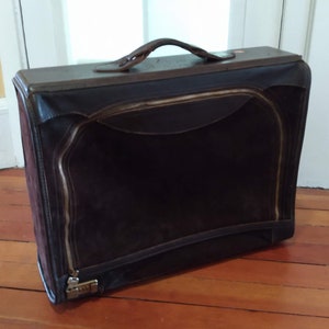 Brown Leather and Suede Suitcase image 1