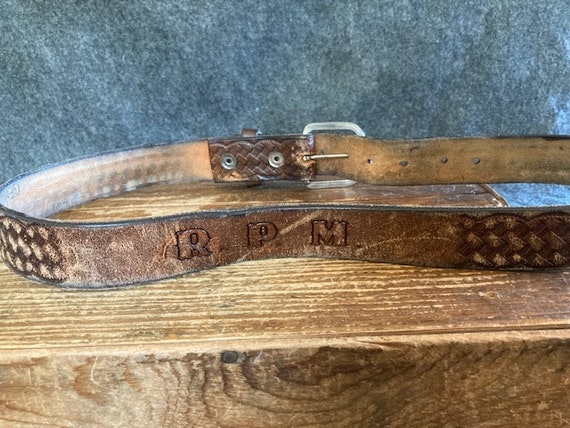 Tooled leather belt "R.P.M." - image 3