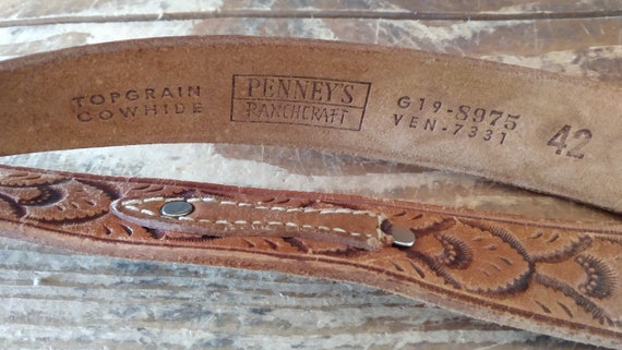 Ranchcraft Western Tooled Leather Belt - image 4