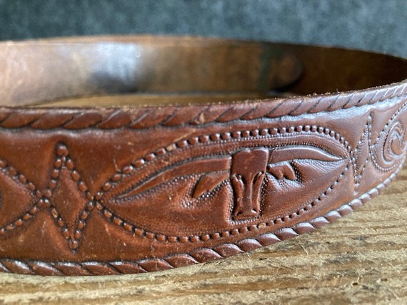 Embossed leather cowboy belt - image 4