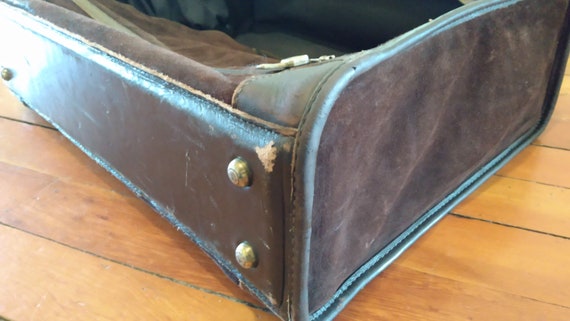 Brown Leather and Suede Suitcase - image 6