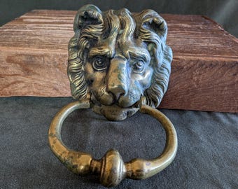 Vintage Peerage English Brass Lion Door Knocker