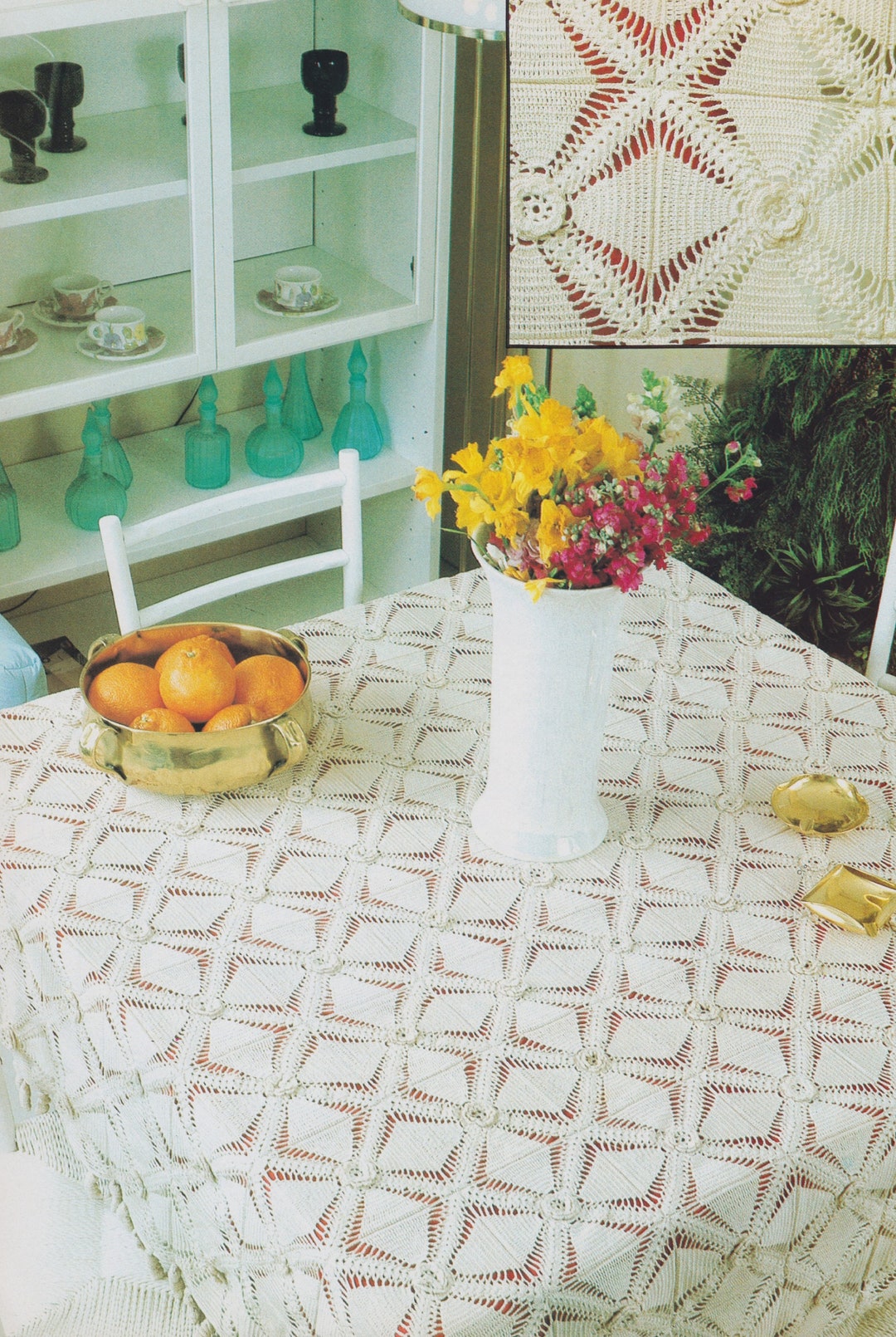 Pretty Square Tablecloth PDF Charted Crochet Pattern - Etsy