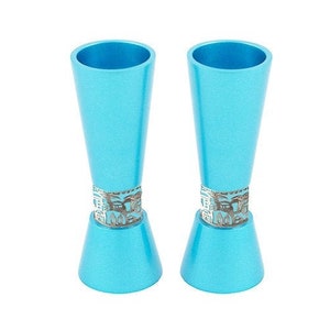 Aluminum &quot;Jerusalem decorations&quot; Candlesticks Hammered texture for Shabbat and Holidays