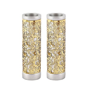 Elegant round Aluminum candlesticks (10.3 * 3 cm) With metal cutout Pomegranate decorations