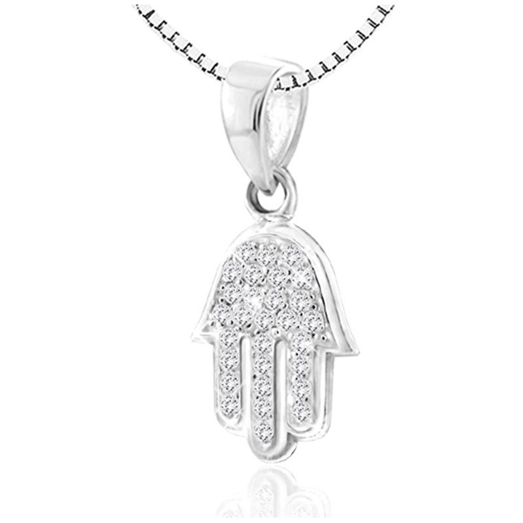 COLLIER PENDENTIF BRELOQUE HAMSA KABBALAH LUCK HAND 925 STERLING SILVER