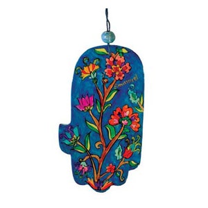 Wooden Hamsa  Wall hanging with flower Design, Flowers Hamsa Wall Hanging, Hamsa Home Blessing