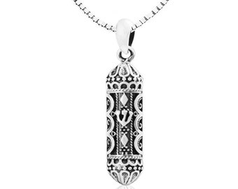 925 Sterling Silver"Mezuzah" Pendant,  Shin Shaddai Symbol MEZUZAH Necklace