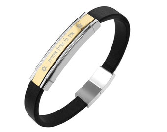 Bracciale in acciaio inossidabile con scritta "Non avere un altro paese" e rivestimento PVD oro, bracciale con benedizione ebraica.