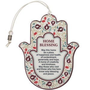 Englisg Home Blessing epoxy hamsa wall hanging decorated with  Pomegranate, Hamsa Wall Hanging Home Décor