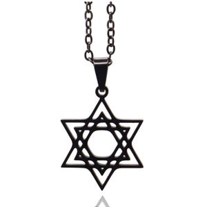 Stainless Steel Star of David pendant 2.2 CM with PVD black coating., Magen David necklace
