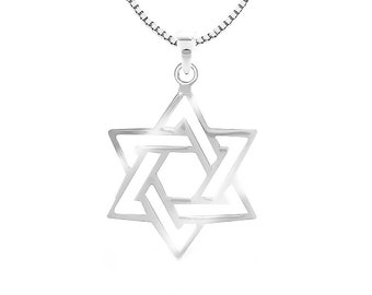 Colgante de estrella de David en plata de ley 925, collar Magen David, collar con estrella judía