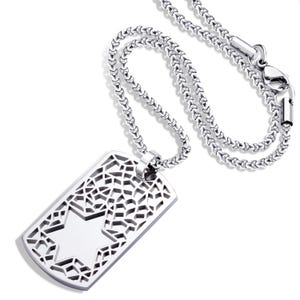 Stainless Steel Star of David necklace (2 * 3.5 cm)rectangular for men, Magen David Necklace