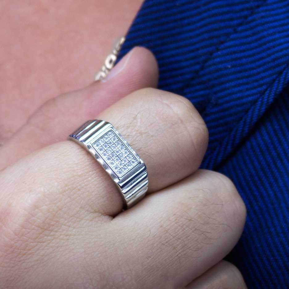 Anillo De Sello Rectangular De Plata - España