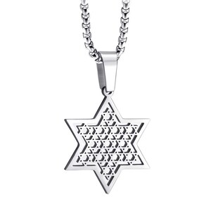 Stainless Steel  Classic Star of David pendant 2.4 CM. Come&#39;s  With S.Steel Chain 50 Cm, Magen David Necklace