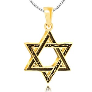 Sterling Silver Filigree Star of David Pendant with 14K gold plating, Magen David necklace, David star necklace