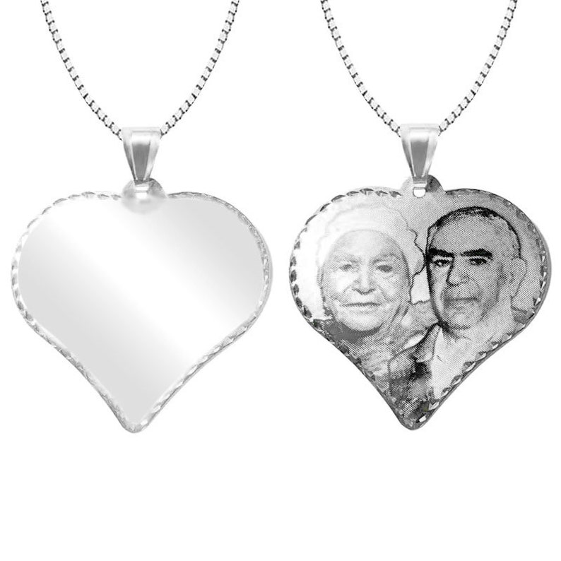 High quality Personalized Photo Engraved silver heart Pendant image 1