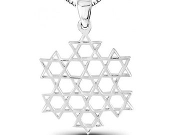 Colgante de estrella de David en plata de ley 925, collar Magen David