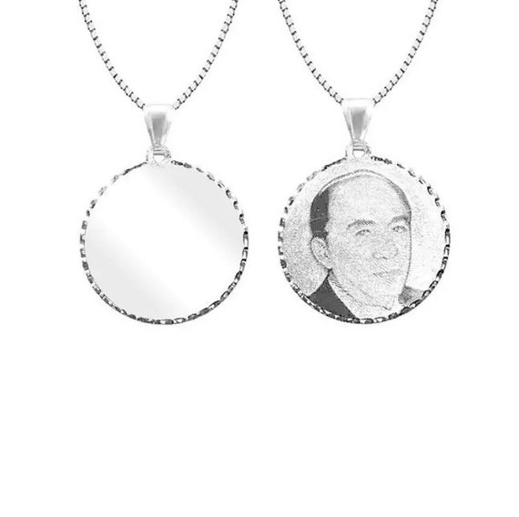Ciondolo personalizzato in argento sterling con moissanite - rotondo, placcato oro bicolore - Italia