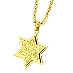 Stainless Steel Star of David pendant with delicate decoration. Come&#39;s  With S.Steel Chain 60 Cm, Magen David Necklace