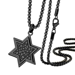Stainless Steel  Classic Star of David pendant 2 CM. with delicate decoration. Come&#39;s  With S.Steel Chain 60 Cm, Magen David Necklace