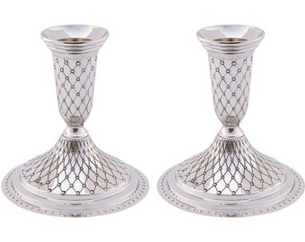 Metal candlesticks (13 cm) with stunning decoration. Shabbat Candle Holder