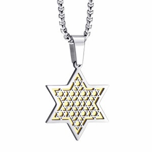 Stainless Steel Star of David pendant PVD gold plating. Come&#39;s  With S.Steel Chain 50 Cm,  Magen David Necklace
