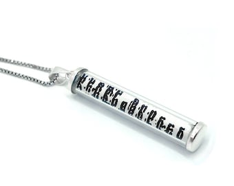 Mezuzah 925 sterling silver tube Jewish pendant , Mezuzah Necklace With Scroll, Mezuzah Case Pendant