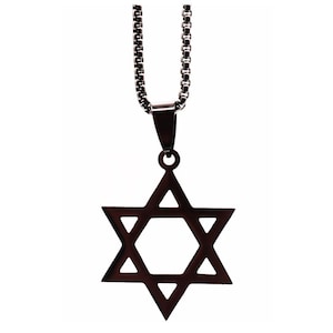 Stainless Steel Star of David pendant 2.5 CM with PVD black coating. Come&#39;s  With S.Steel Chain 60 Cm,Magen David necklace