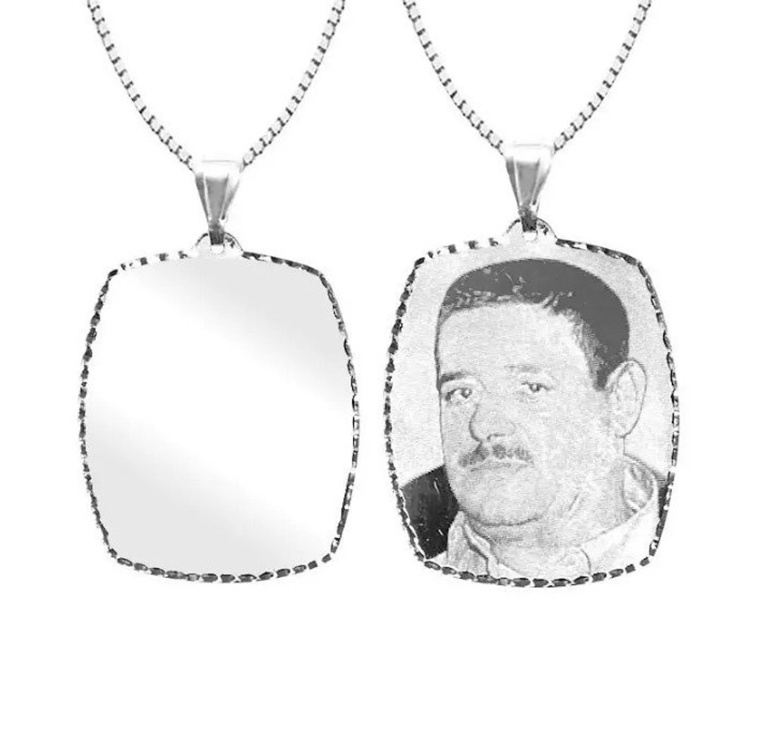 Ciondolo Rettangolare Personalizzato Con Foto E Testo - Acciaio Argentato, Catena 45 Cm, Regalo Per Coppie, Famiglia, Animali - Foto 10