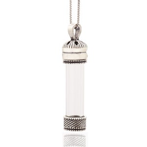 Mezuzah 925 sterling silver tube Jewish pendant , Open Jewish Mezuzah