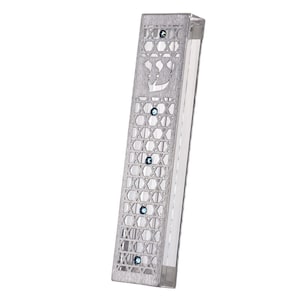 Stainless steel cut mezuzah case  (12 cm scroll) with Star of David decoration set with blue crystal