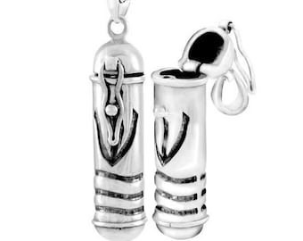 Silber 925 Shin Shaddai Symbol MEZUZAH Anhänger, Mezuzah Sterling Silber Medaillon